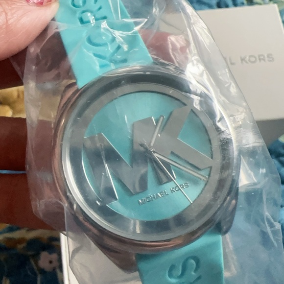 Michael Kors 42mm Stainless Steel Case blue Silicone Janelle Three-Hand Watch - Picture 13 of 16